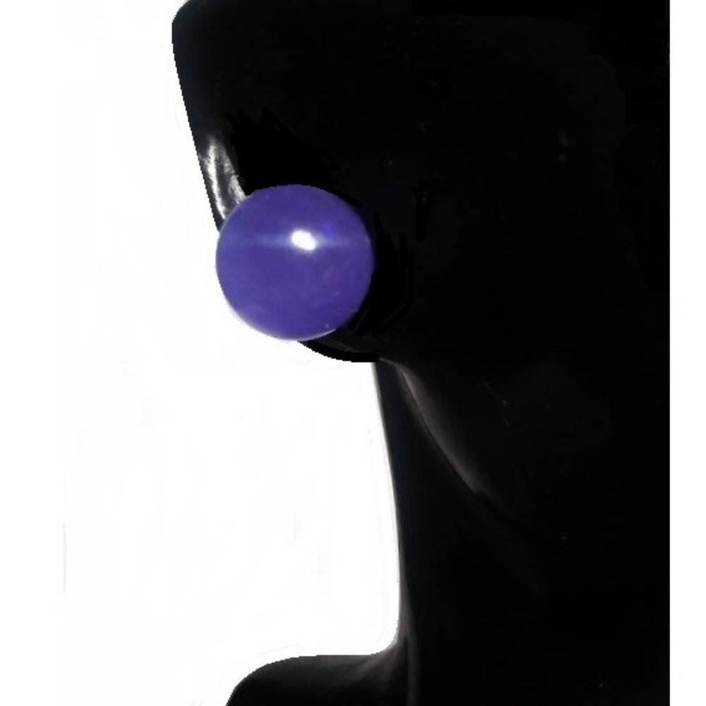 Solid 14K Yellow Gold Lavender Genuine 8mm Jade Stud Earrings